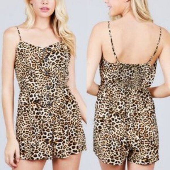 Leopard Animal Print Mini Romper Jumpsuit - Picture 3 of 4